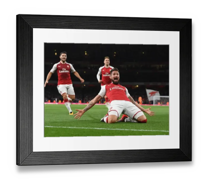 Framed Print : Arsenal's 4-Goal Blitz: Olivier Giroud's Brace vs. Leicester City (2017-18) Framed Print : Arsenal's 4-Goal Blitz: Olivier Giroud's Brace vs. Leicester City (2017-18)