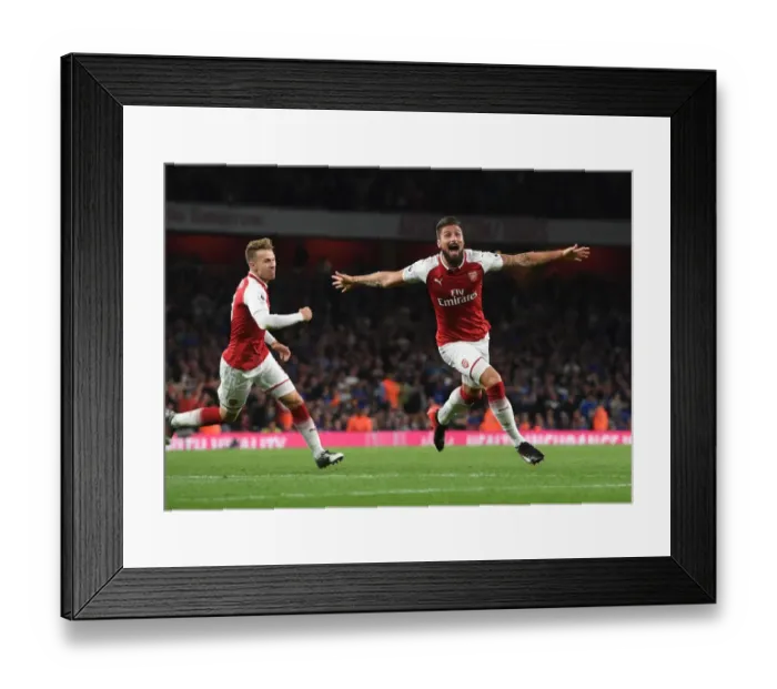 Framed Print : Olivier Giroud's Brace: Arsenal's 4-Goal Rampage Against Leicester City (2017-18) Framed Print : Olivier Giroud's Brace: Arsenal's 4-Goal Rampage Against Leicester City (2017-18)