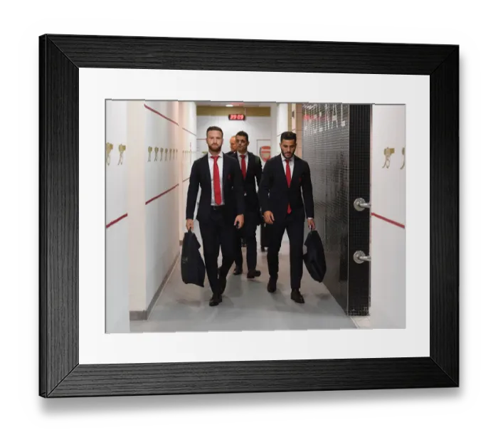 Framed Print : Arsenal FC: Mustafi and Kolasinac in the Home Changing Room - Pre-Match Focus (2017-18) Framed Print : Arsenal FC: Mustafi and Kolasinac in the Home Changing Room - Pre-Match Focus (2017-18)