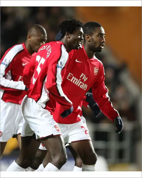 Emmanuel Adebayor celebrates scoring the 1st Arsenal