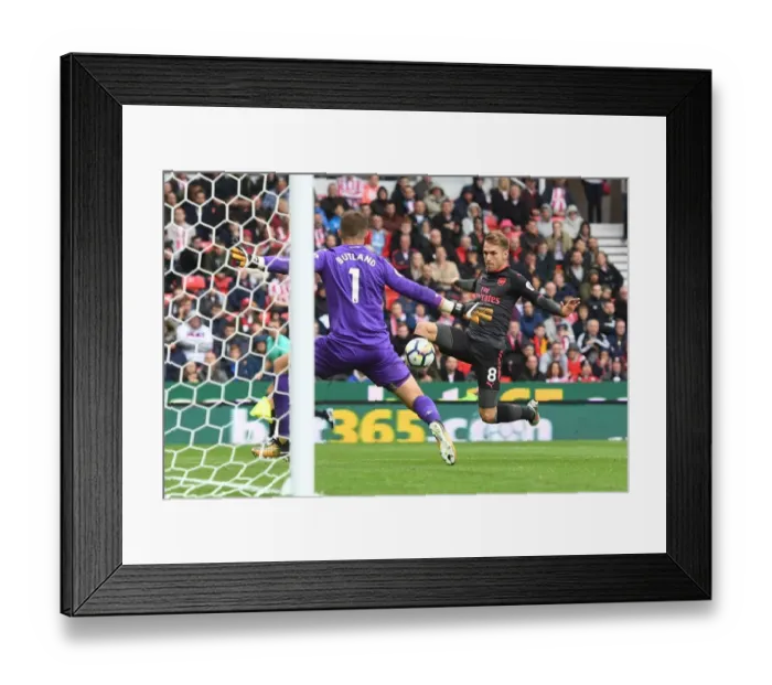Framed Print : Ramsey vs. Butland: Premier League Showdown at Stoke City Framed Print : Ramsey vs. Butland: Premier League Showdown at Stoke City