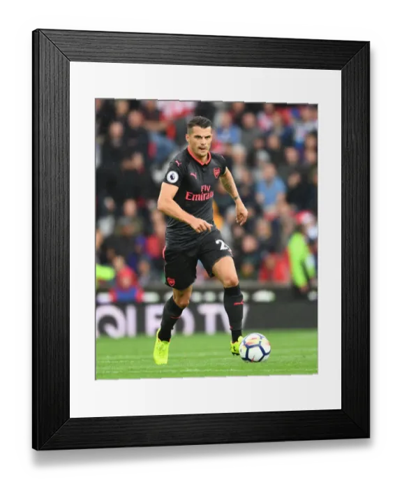 Framed Print : Granit Xhaka: Arsenal's Midfield Maestro Shines Against Stoke City, Premier League 2017-18