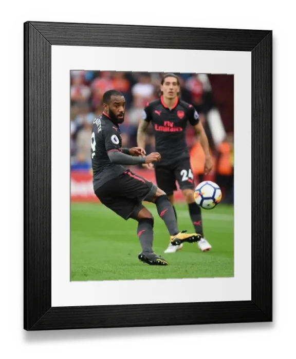 Framed Print : Alex Lacazette in Action: Arsenal's Striker Shines in Premier League Clash Against Stoke City (August 2017)