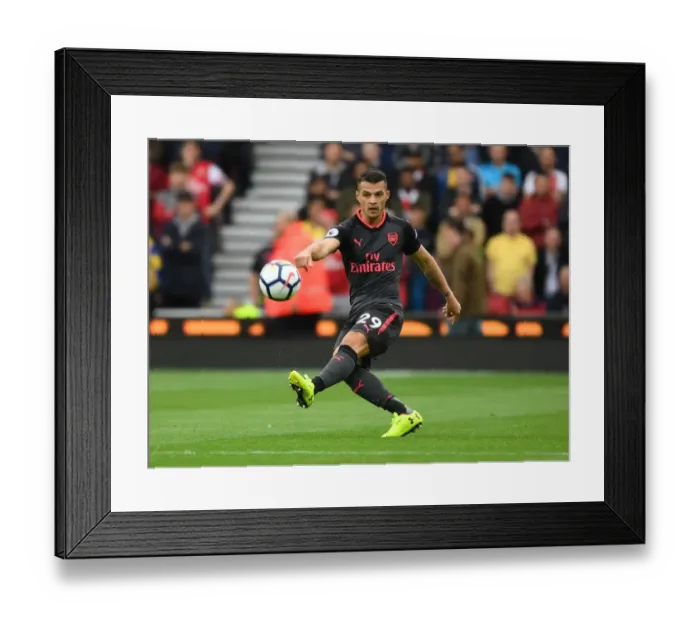 Framed Print : Granit Xhaka: Arsenal's Midfield Maestro in Action against Stoke City, Premier League 2017-18 Framed Print : Granit Xhaka: Arsenal's Midfield Maestro in Action against Stoke City, Premier League 2017-18