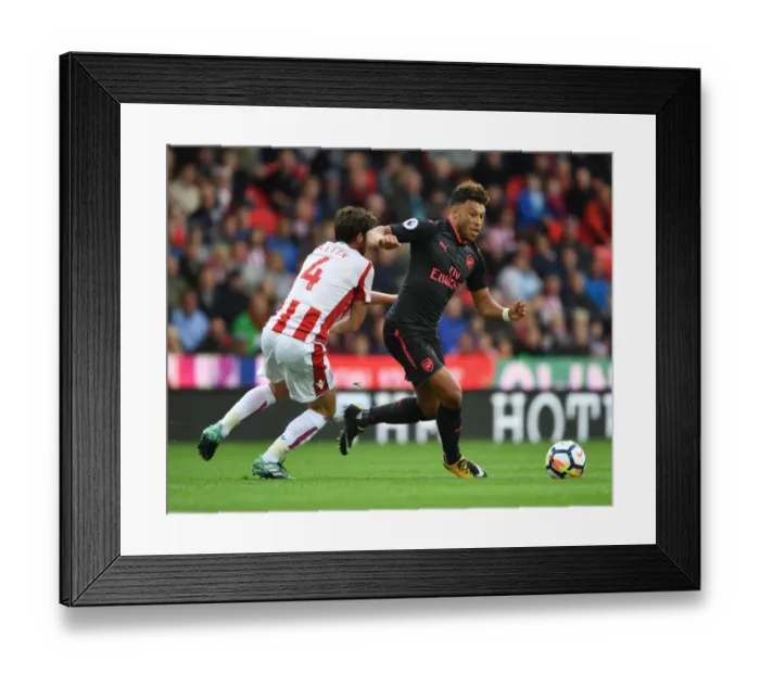 Framed Print : Clash of Midfielders: Oxlade-Chamberlain vs Allen (Stoke City vs Arsenal, 2017-18) Framed Print : Clash of Midfielders: Oxlade-Chamberlain vs Allen (Stoke City vs Arsenal, 2017-18)