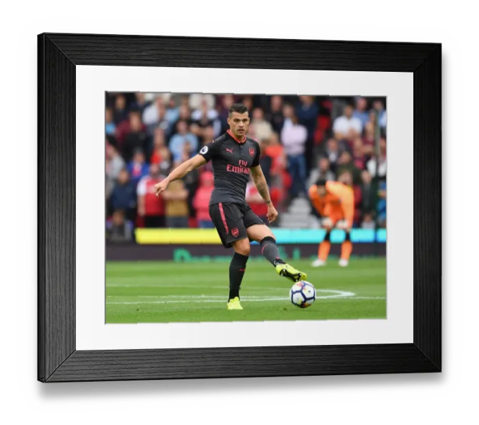 Framed Print : Granit Xhaka: Arsenal's Midfield Mastermind in Action against Stoke City, Premier League 2017-18