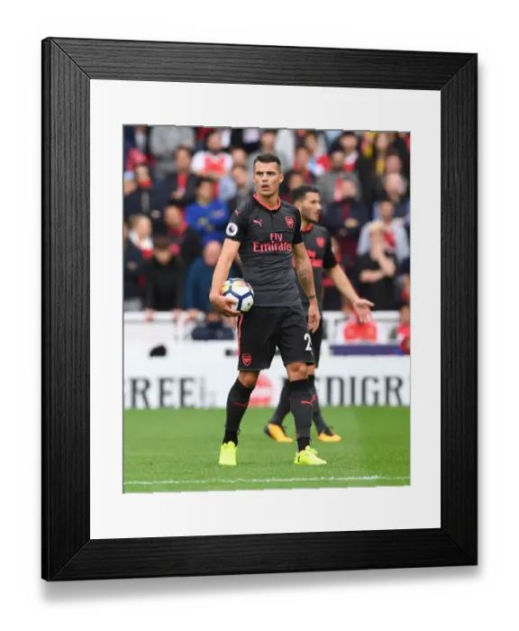 Framed Print : Granit Xhaka in Action: Arsenal vs Stoke City (Premier League 2017-18)