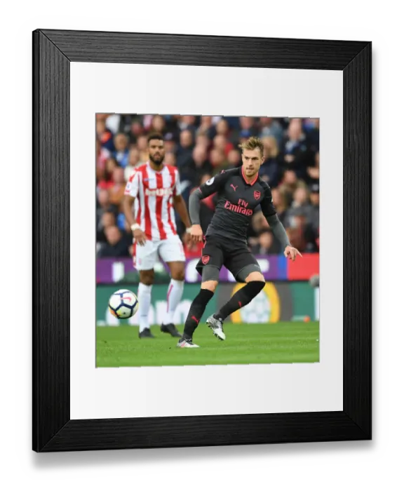 Framed Print : Aaron Ramsey in Action: Stoke City vs. Arsenal, Premier League 2017-18