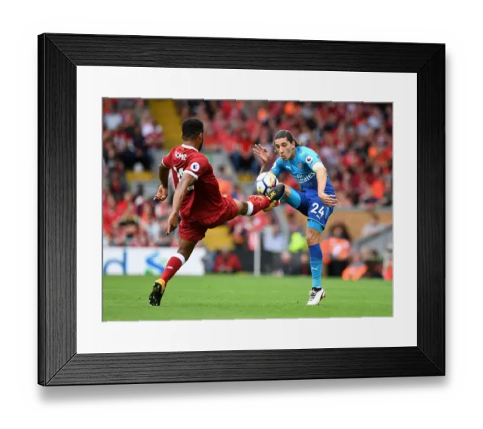 Framed Print : Clash of Titans: Hector Bellerin vs Joe Gomez - Liverpool vs Arsenal, Premier League 2017-18