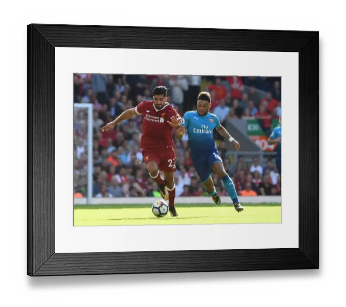 Framed Print : Clash of Midfielders: Oxlade-Chamberlain vs. Can (Liverpool vs. Arsenal, 2017-18) Framed Print : Clash of Midfielders: Oxlade-Chamberlain vs. Can (Liverpool vs. Arsenal, 2017-18)