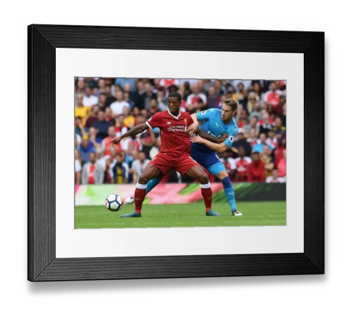 Framed Print : Ramsey vs. Wijnaldum: Intense Battle at Anfield - Liverpool vs. Arsenal, Premier League 2017-18