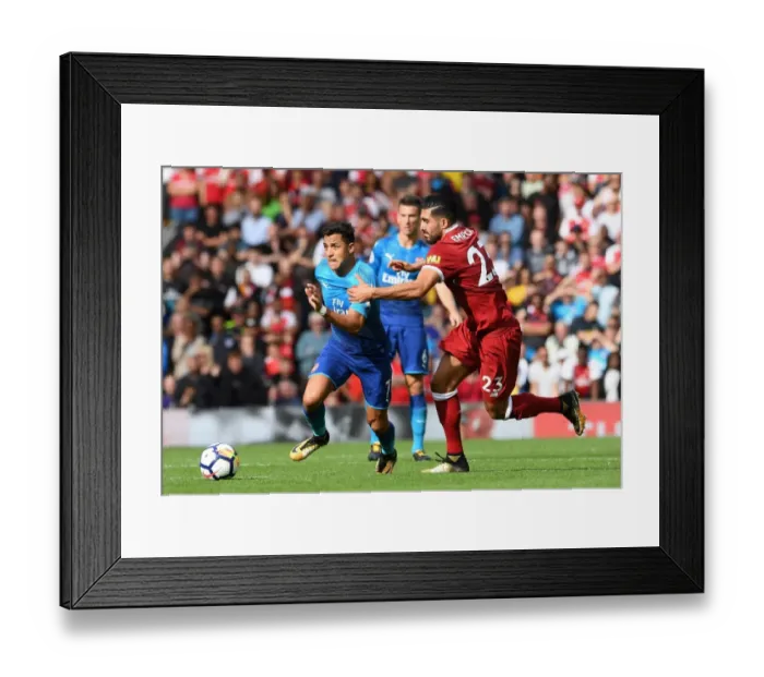 Framed Print : Clash of Titans: Sanchez vs. Can - Liverpool vs. Arsenal, Premier League 2017-18