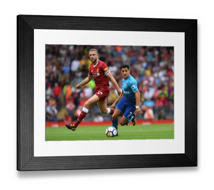 Framed Print : Clash of the Midfield Titans: Sanchez vs. Henderson - Liverpool vs. Arsenal, Premier League 2017-18