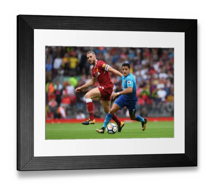 Framed Print : Clash of Titans: Sanchez vs. Henderson - Liverpool vs. Arsenal, Premier League 2017-18