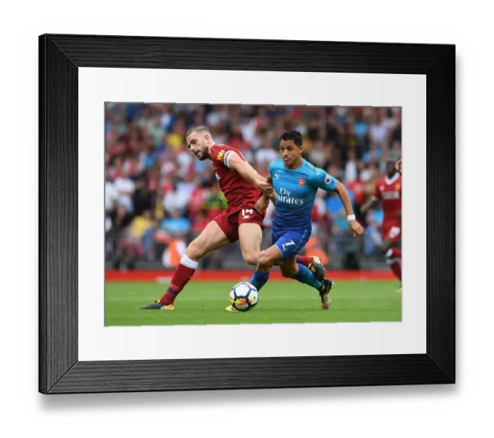 Framed Print : Clash of the Midfield Maestros: Sanchez vs. Henderson - Liverpool vs. Arsenal, Premier League 2017-18 Framed Print : Clash of the Midfield Maestros: Sanchez vs. Henderson - Liverpool vs. Arsenal, Premier League 2017-18
