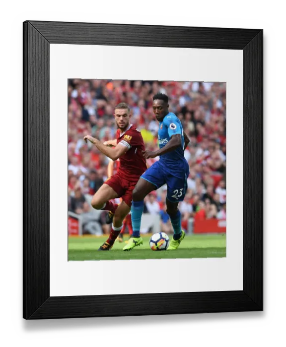 Framed Print : Danny Welbeck vs. Jordan Henderson: Clash at Anfield - Liverpool v Arsenal, Premier League 2017-18