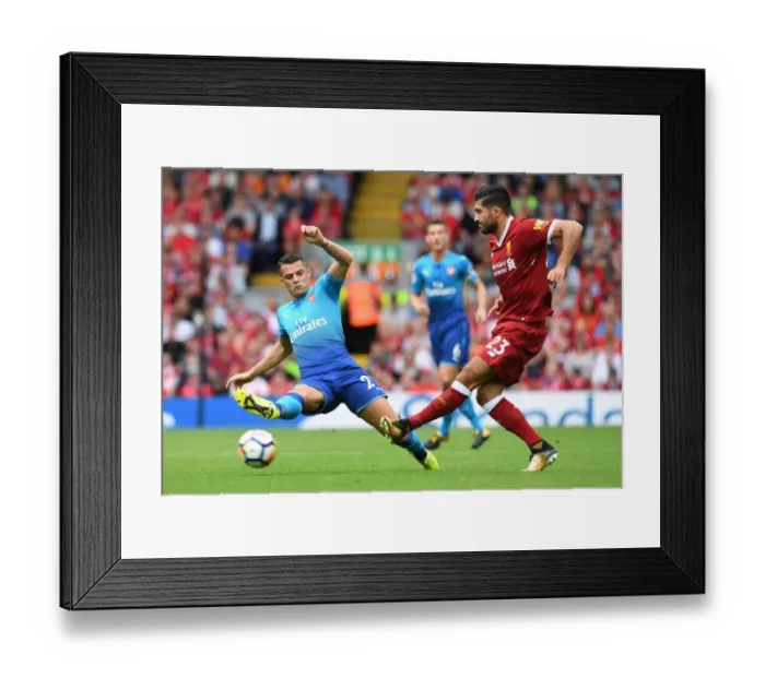 Framed Print : Clash of Midfield Titans: Xhaka vs. Can (Liverpool vs. Arsenal, 2017-18) Framed Print : Clash of Midfield Titans: Xhaka vs. Can (Liverpool vs. Arsenal, 2017-18)