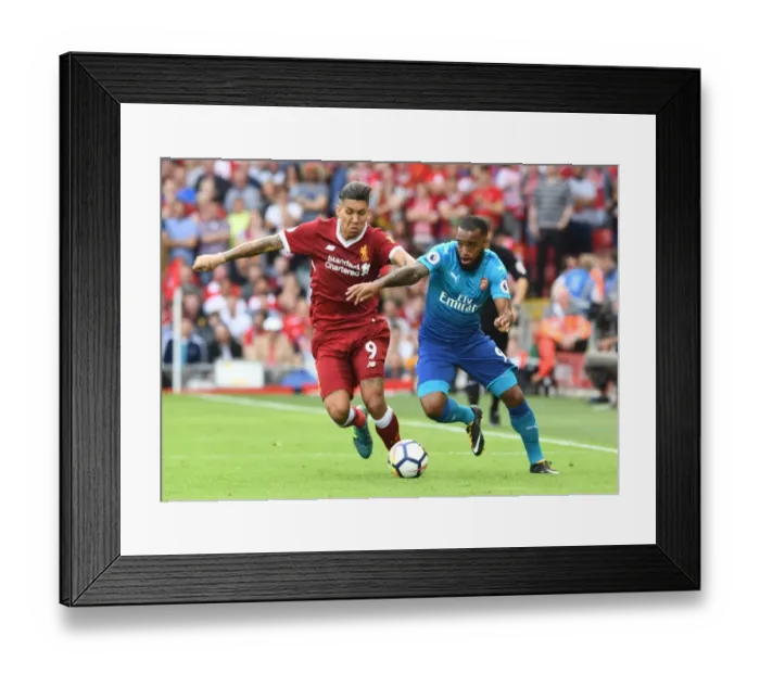 Framed Print : Clash of the Strikers: Lacazette vs. Firmino, Liverpool vs. Arsenal, Premier League 2017-18 Framed Print : Clash of the Strikers: Lacazette vs. Firmino, Liverpool vs. Arsenal, Premier League 2017-18