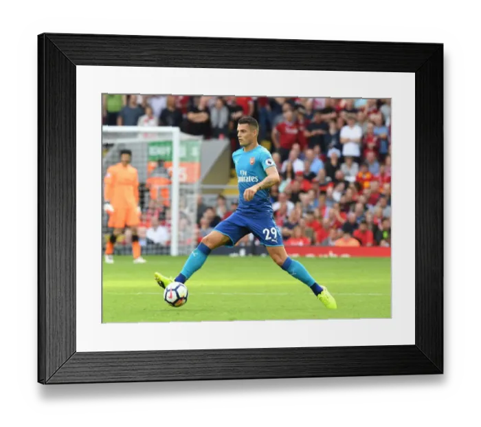 Framed Print : Granit Xhaka: Arsenal Midfielder in Action Against Liverpool (2017-18)