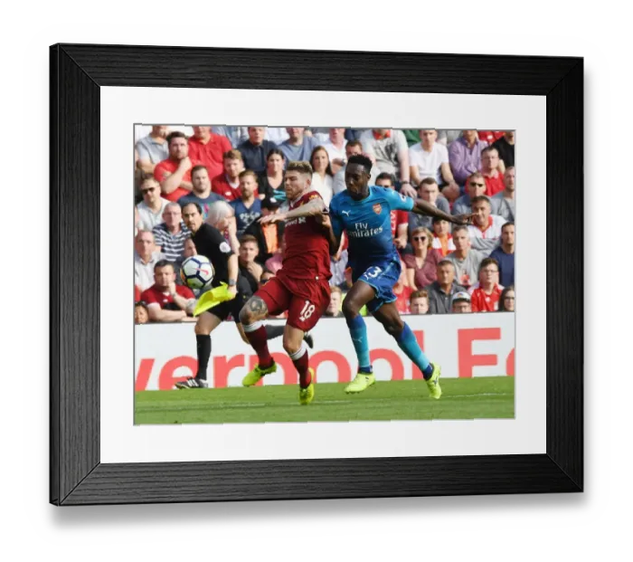 Framed Print : Clash at Anfield: Welbeck vs Moreno - Liverpool vs Arsenal, Premier League 2017-18