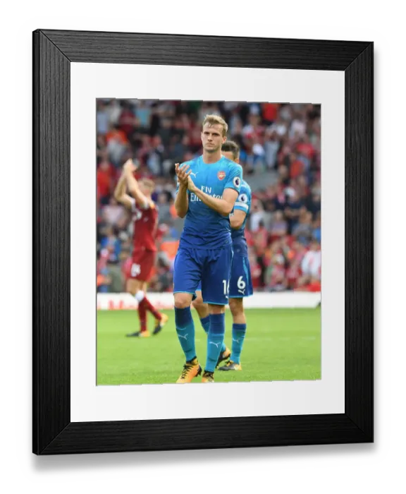 Framed Print : Rob Holding: Post-Match Reaction at Anfield (Liverpool v Arsenal, 2017-18)