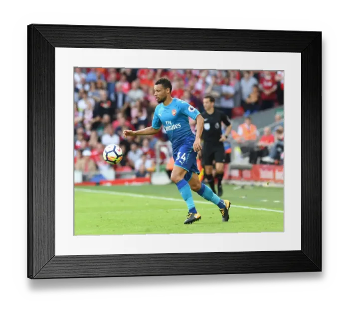 Framed Print : Francis Coquelin: Arsenal's Midfield Battle at Anfield (Liverpool v Arsenal 2017-18)