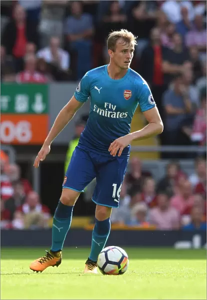 Rob Holding (Arsenal). Liverpool 4: 0 Arsenal. Premier League. Anfield, Liverpool, 27  /  8  /  17