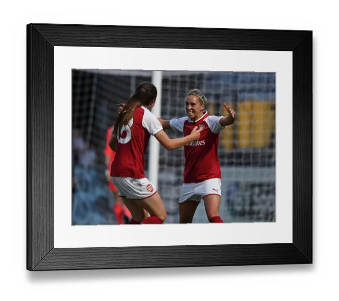 Framed Print : Arsenal Women: Nobbs and Evans Celebrate First Goal of Pre-Season