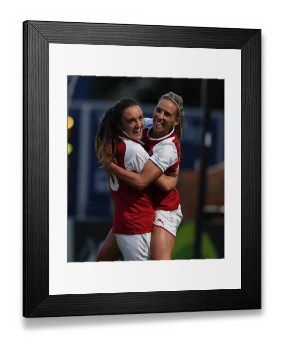 Framed Print : Arsenal Women: Nobbs and Evans Celebrate First Goal Against Everton Ladies (Pre-Season 2017-18)