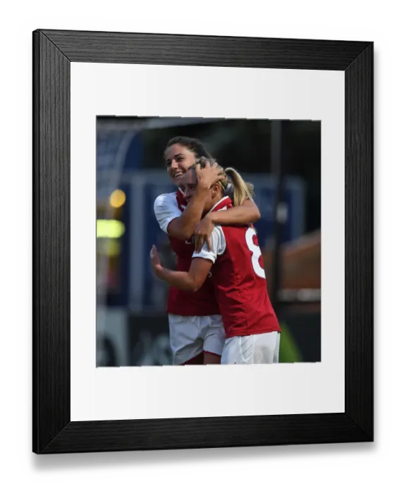Framed Print : Arsenal Women: Jordan Nobbs and Danielle van de Donk Celebrate Goal Against Everton Ladies (Pre-Season Friendly 2017-18) Framed Print : Arsenal Women: Jordan Nobbs and Danielle van de Donk Celebrate Goal Against Everton Ladies (Pre-Season Friendly 2017-18)