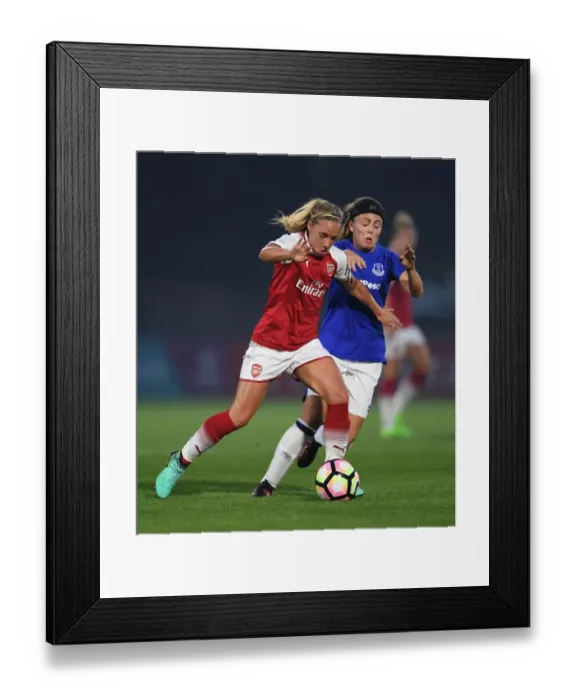 Framed Print : Arsenal's Jordan Nobbs vs Everton's Simone Magill: A Battle of Wits in Pre-Season Friendly Framed Print : Arsenal's Jordan Nobbs vs Everton's Simone Magill: A Battle of Wits in Pre-Season Friendly
