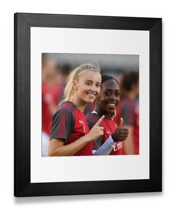 Framed Print : Arsenal Ladies vs. Everton Ladies: Leah Williamson and Danielle Carter Pre-Season Friendly Framed Print : Arsenal Ladies vs. Everton Ladies: Leah Williamson and Danielle Carter Pre-Season Friendly