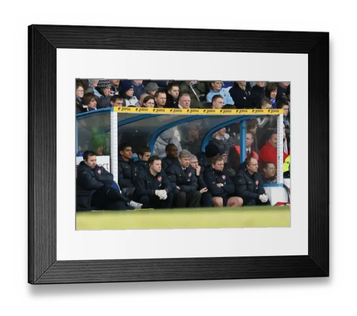 Framed Print : Arsenal manager Arsene Wenger on the bench during the match