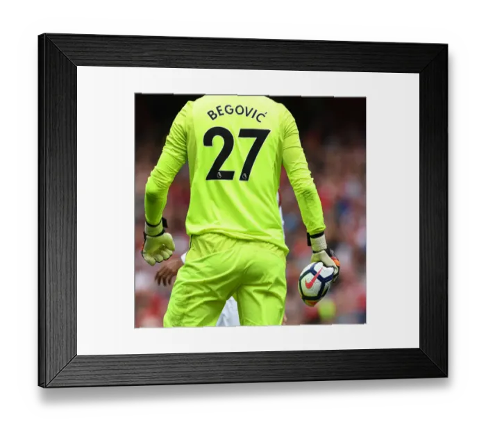Framed Print : Asmir Begovic Holds Burst Ball at Arsenal vs AFC Bournemouth, Premier League 2017-18