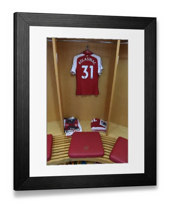 Framed Print : Sead Kolasinac: Arsenal Changing Room - Arsenal vs AFC Bournemouth, Premier League (2017-18)