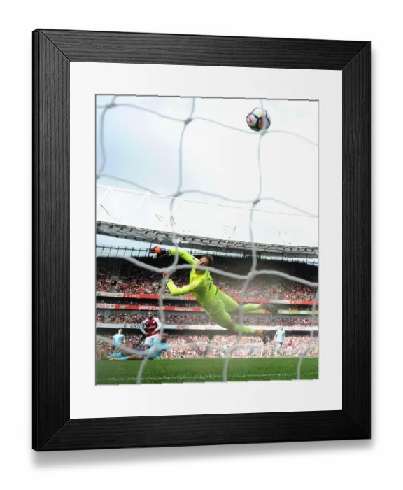 Framed Print : Alexandre Lacazette Scores the Winning Goal Past Asmir Begovic: Arsenal's Triumph over AFC Bournemouth in the Premier League 2017-18