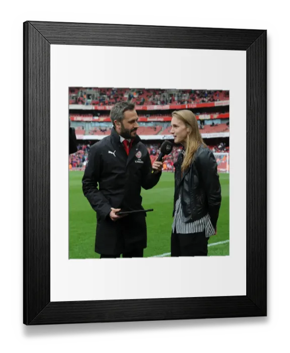 Framed Print : Arsenal Women's Vivienne Miedema Interviewed by Nigel Mitchell at Half Time against AFC Bournemouth (2017-18)