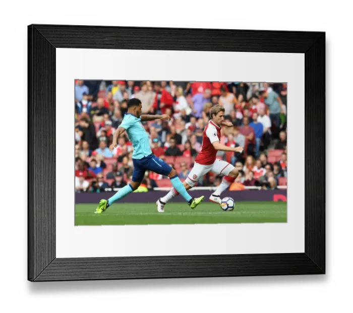 Framed Print : Monreal vs. King: Arsenal vs. AFC Bournemouth, Premier League Showdown