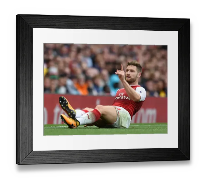 Framed Print : Shkodran Mustafi: Arsenal's Defensive Wall vs AFC Bournemouth (2017-18) Framed Print : Shkodran Mustafi: Arsenal's Defensive Wall vs AFC Bournemouth (2017-18)
