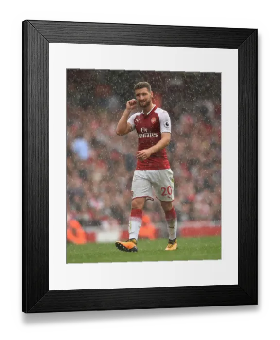 Framed Print : Shkodran Mustafi Focuses in Arsenal's Clash Against AFC Bournemouth, 2017-18 Premier League