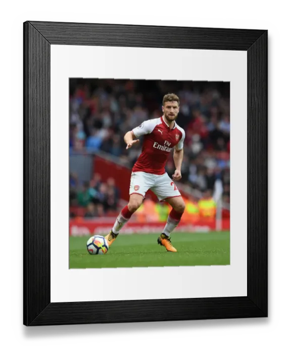 Framed Print : Shkodran Mustafi Focuses in Arsenal's Battle Against AFC Bournemouth, 2017-18 Premier League