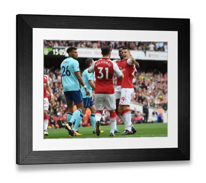Framed Print : Arsenal Celebrates: Welbeck, Xhaka, Kolasinac Score First Goals vs. AFC Bournemouth (2017-18) Framed Print : Arsenal Celebrates: Welbeck, Xhaka, Kolasinac Score First Goals vs. AFC Bournemouth (2017-18)