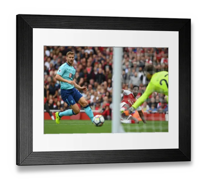 Framed Print : Danny Welbeck Scores Third Goal for Arsenal Against AFC Bournemouth, Pressure from Steve Cook on Asmir Begovic Framed Print : Danny Welbeck Scores Third Goal for Arsenal Against AFC Bournemouth, Pressure from Steve Cook on Asmir Begovic