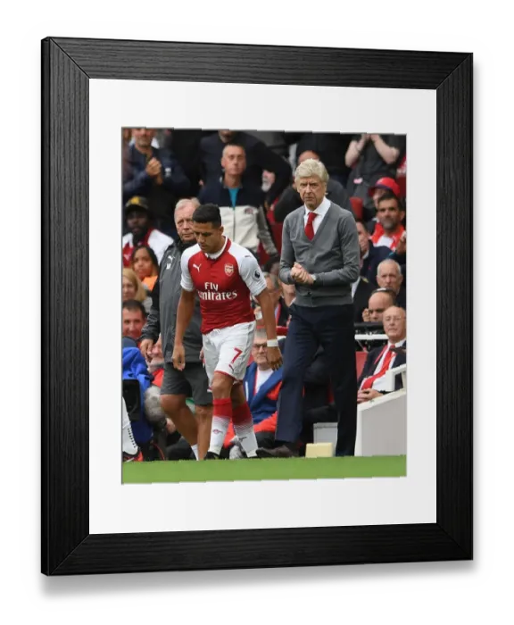 Framed Print : Arsene Wenger Welcomes Back Alexis Sanchez: Arsenal vs AFC Bournemouth, 2017-18 Premier League