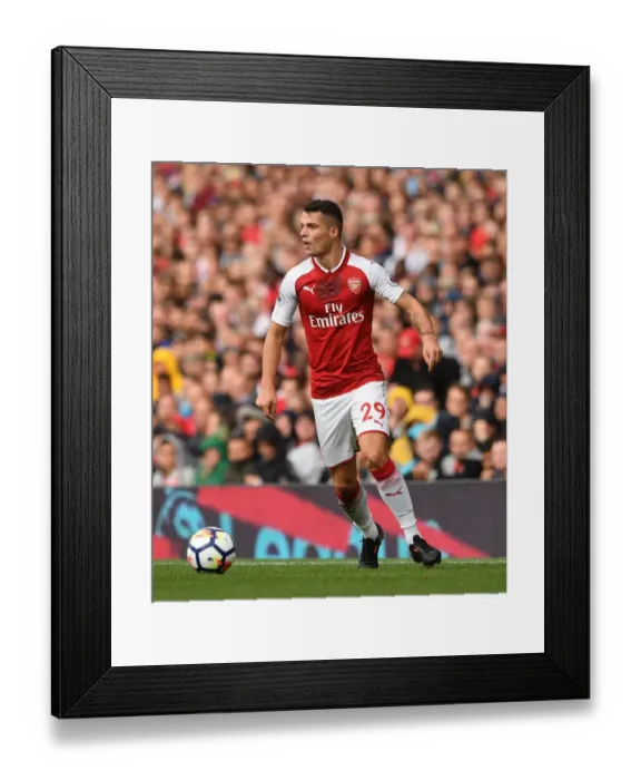 Framed Print : Granit Xhaka: Arsenal Midfielder in Action during Arsenal vs. AFC Bournemouth, Premier League 2017-18
