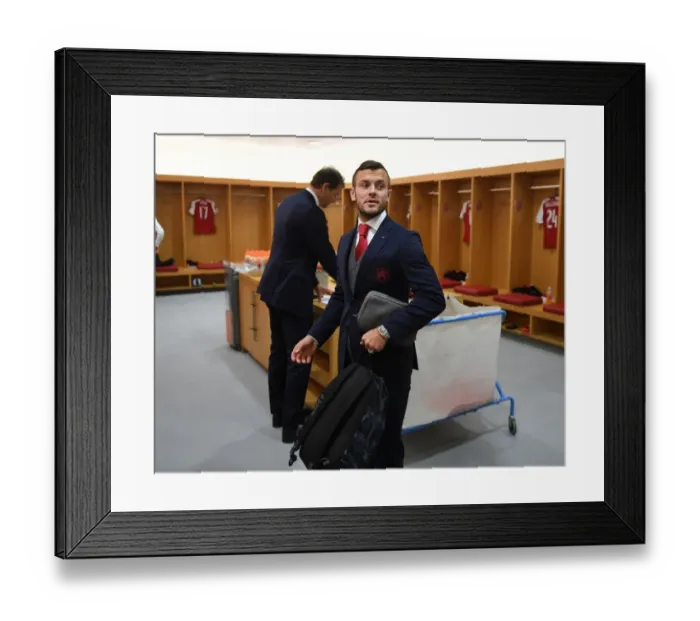 Framed Print : Jack Wilshere in Arsenal Changing Room Before Arsenal FC vs. 1. FC Koeln UEFA Europa League Match Framed Print : Jack Wilshere in Arsenal Changing Room Before Arsenal FC vs. 1. FC Koeln UEFA Europa League Match
