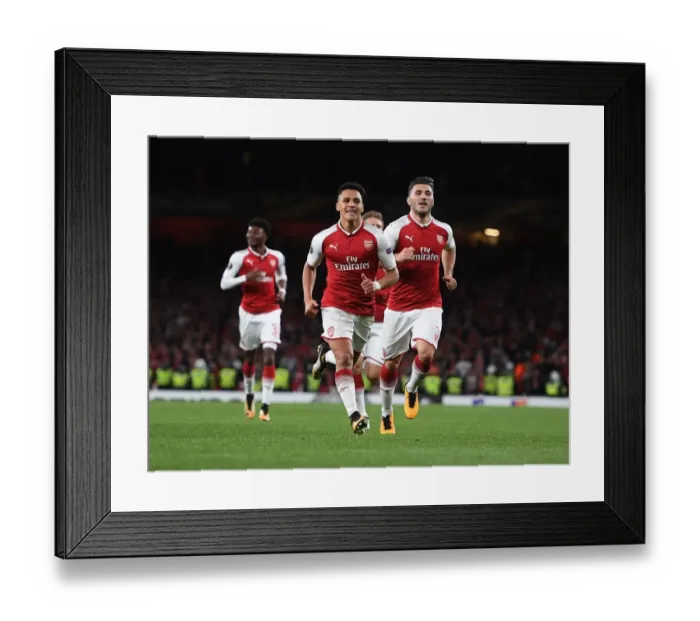 Framed Print : Alexis Sanchez and Sead Kolasinac Celebrate Arsenal's Goals Against 1. FC Koeln, UEFA Europa League 2017
