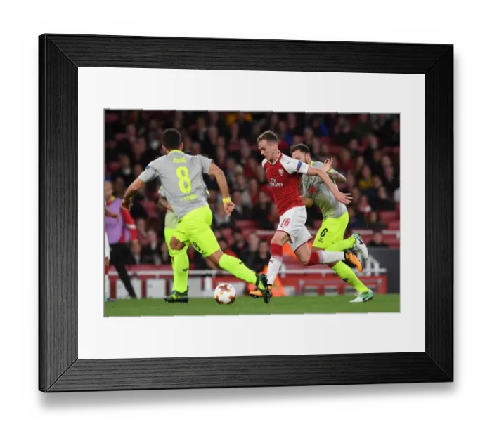 Framed Print : Rob Holding (Arsenal) Marco Hoger (Cologne). Arsenal 3: 1 FC Cologne. UEFA Europa League
