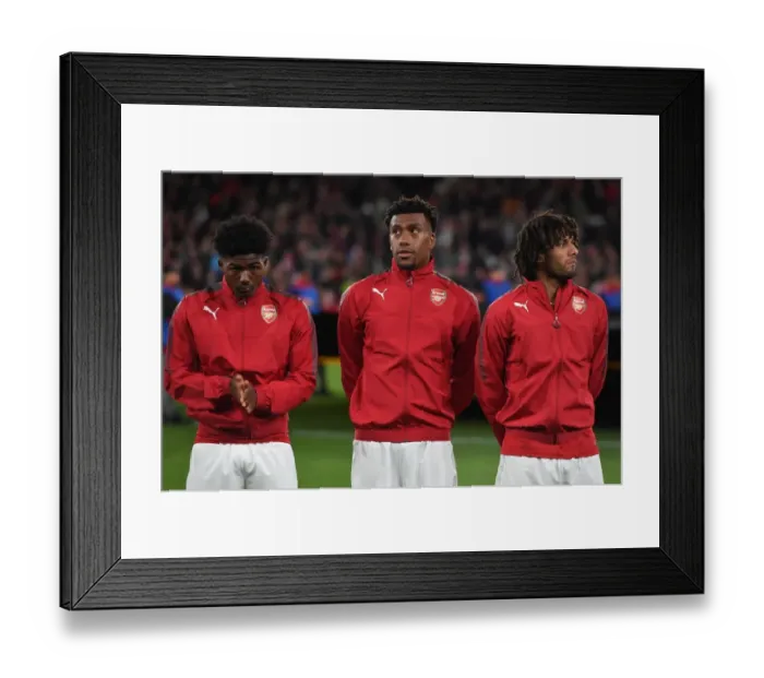 Framed Print : Arsenal Trio: Maitland-Niles, Iwobi, Elneny Pre-Match Huddle vs. FC Köln (2017-18) Framed Print : Arsenal Trio: Maitland-Niles, Iwobi, Elneny Pre-Match Huddle vs. FC Köln (2017-18)