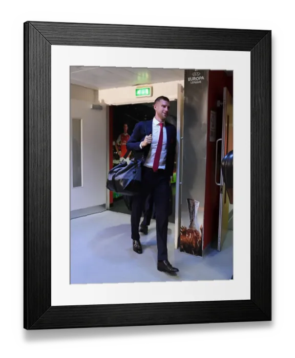 Framed Print : Per Mertesacker's Arrival at Emirates Stadium: Arsenal FC vs. 1. FC Koeln, UEFA Europa League (2017)